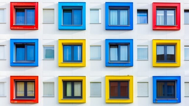 Real modern windows set isolated on white background, various office frontstore frames collection for design, exterior building aluminium facade element 