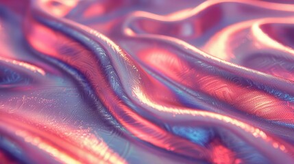   A tight shot of a pink-blue fabric's lower portion, featuring a wavy pattern The image's bottom part is slightly out of focus - obrazy, fototapety, plakaty