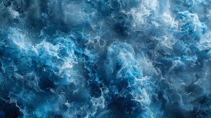   A tight shot of a blue-black dual-toned backdrop, featuring water in turbulent motion at the top and bottom edges