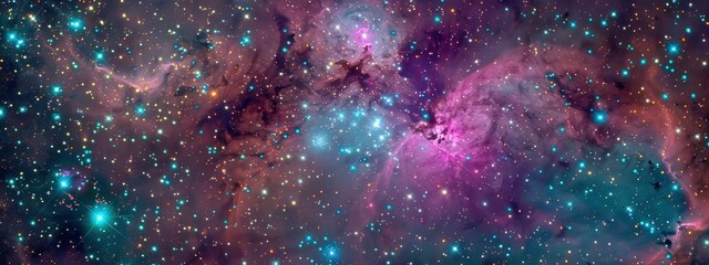 Lovely galaxy of stars with teal and purple hues