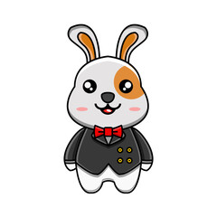 cute vector design illustration of a rabbit mascot wearing a suit