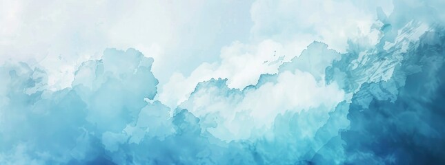 blue and white colour sky theme water colour painting - obrazy, fototapety, plakaty