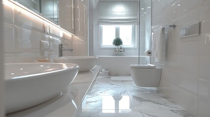 Modern and clean bathroom. Generative AI.