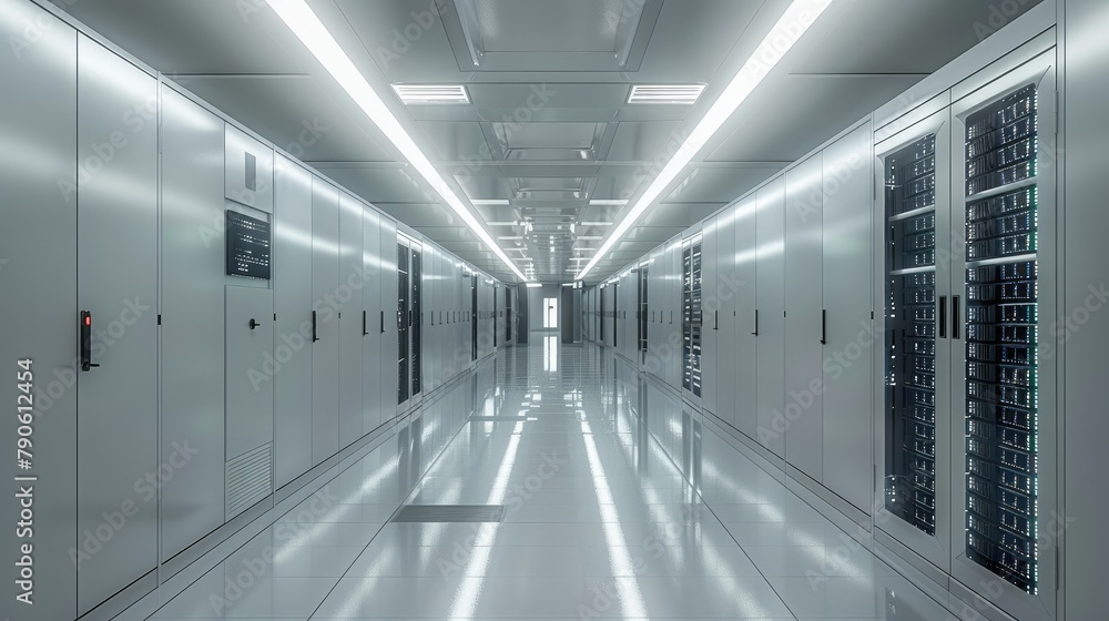 Aufkleber modern server room. network server room. generative ai.