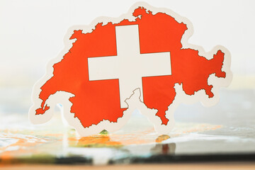 Switzerland, Country outlines and national flag, Helvetia Country concept