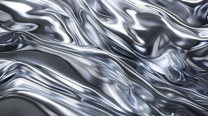 Flowing Metallic Silver Backdrop Conveying Fluid Dynamics and Luxury