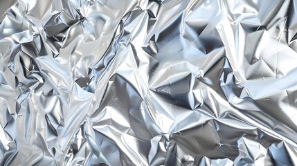 Silver foil texture backdrop with intricate crumpled details,ideal for exclusive luxury product displays