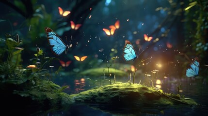 Fototapeta na wymiar butterfly in the water