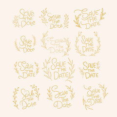 save the date lattering wedding vector