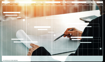 Project management schedule for business planning. Modern graphic interface showing timeline of each task deadline breakdown in plan to monitor by project manager who manage the overall schedule. uds