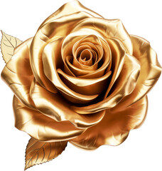 golden rose,rose flower made of gold isolated on white or transparent background,transparency 