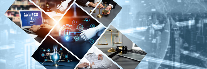 AI rules and law concept enforce to control AI artificial intelligence social responsibility and...