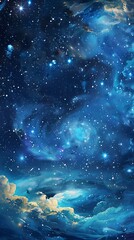 Fototapeta na wymiar Starry Night Symphony An Illustrated Harmony of Celestial Bodies