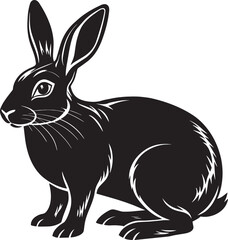 Rabbit - Black and White Vector Illustration, for graphic design