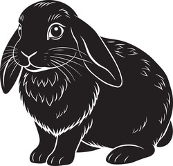 Rabbit - Black and White Vector Illustration, 