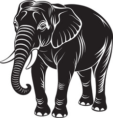 Elephant - black and white vector illustration for tattoo or t-shirt design