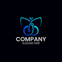 Butterfly tech logo design | profassional technology logo template