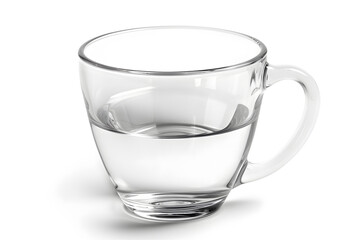 Clear glass cup isolated on white background