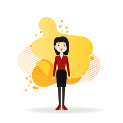 Asian business assistant flat vector illustration. Young woman in formal wear. Business, office employee, work, occupation concept for web design, banner or landing page