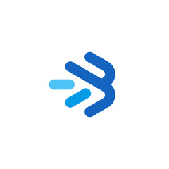 B with Arrow Digital Tech Logo Vector Design