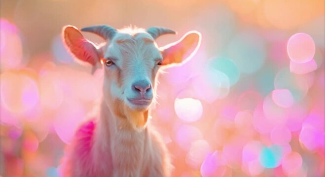 a goat colorful bokeh background footage