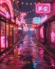 1980s mall, neon signs, arcade, fashion stores, food court with vintage brands