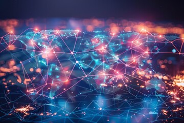 Obraz premium Digital map of world network created with generative ai