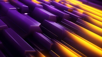 3d rendering of purple and yellow abstract geometric background. Scene for advertising, technology,...
