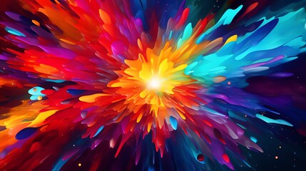 Color Explosion Design an abstract banner that features a vibrant explosion of colors Experiment with blending different hues, gradients, and patterns to create a visually stunning and dynamic composi