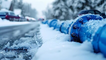 Winter's Touch: Safeguarding Pipes. Concept Prevent Frozen Pipes, Insulating Pipes, Winter Plumbing Tips, Thawing Frozen Pipes, Winter Pipe Maintenance
