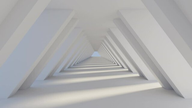 3d graphics animated tunnel of gray triangles. Looped with Transparency