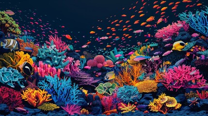 Fototapeta na wymiar Lush Coral Reef Ecosystem in Vibrant Colors