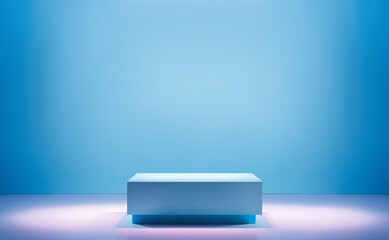 abstract 3d cubes podium render in soft blue background. product display podium and business concept.