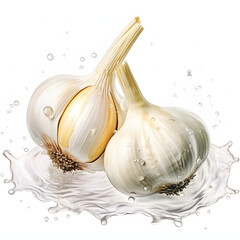 Fresh garlic bulbs and cloves isolated on a white background.