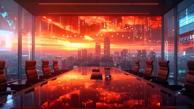 Futuristic Finance: AI-Moderated Talks at Dawn. Concept Innovative Technology, Fintech Trends, Artificial Intelligence, Future of Finance, Dawn Talks