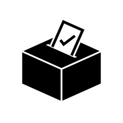 Putting vote into ballot box, Voting or inserting paper, Election concept, Silhouette design for web site, logo, app, UI, Vector illustration