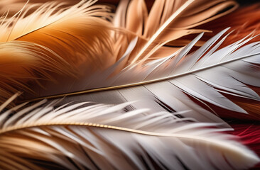 Abstract background - bright bird feathers and space for copying. Concept ornithology - obrazy, fototapety, plakaty