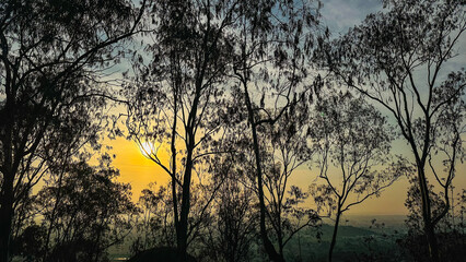 A fiery sunset paints the sky in a breathtaking display of colors.