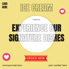 Ice Cream Social Media Instagram Post Banner Design for Special Treats