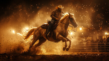 Fototapeta premium action rider on a rebellious horse