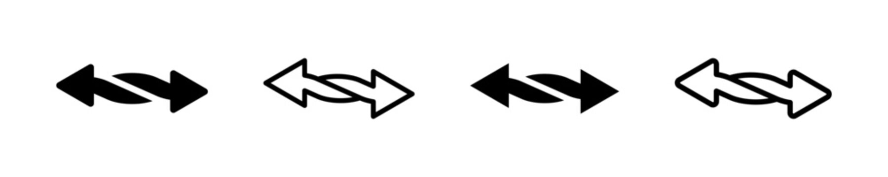 Set of twisted arrows vector icons. Merger or unite arrows. Two arrow together. Vector 10 Eps.