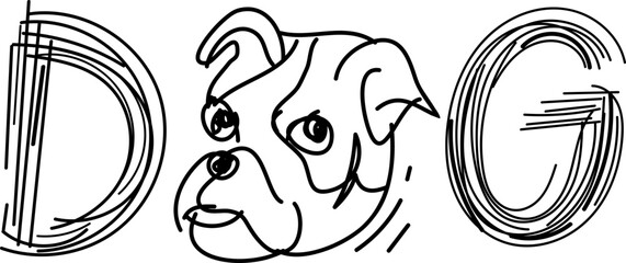 Dog - Hand-Drawn Scratchy Alphabet Digital Artwork,