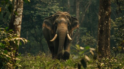 Amidst the dense forest, an elephant emerges as a leader, celebrating the distinctiveness that sets it apart from the crowd.