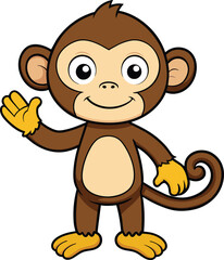 Fototapeta premium Cute monkey waving cartoon vector 