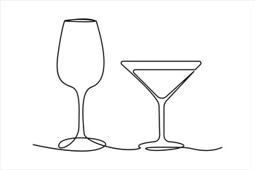 

Continuous single line wine Drinking glass online continuous single line art