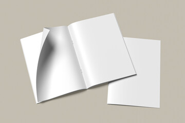 Realistic Brochure Catalog Mockup on white 3D rendering