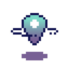 Futuristic Location Drop, Pixel Art Icon, Isolated