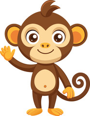 Cute monkey waving cartoon vector
