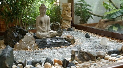 Zen Stone Tower and Bamboo in a Peaceful Setting.