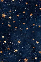 Golden metallic stars on dark blue background in elegant design